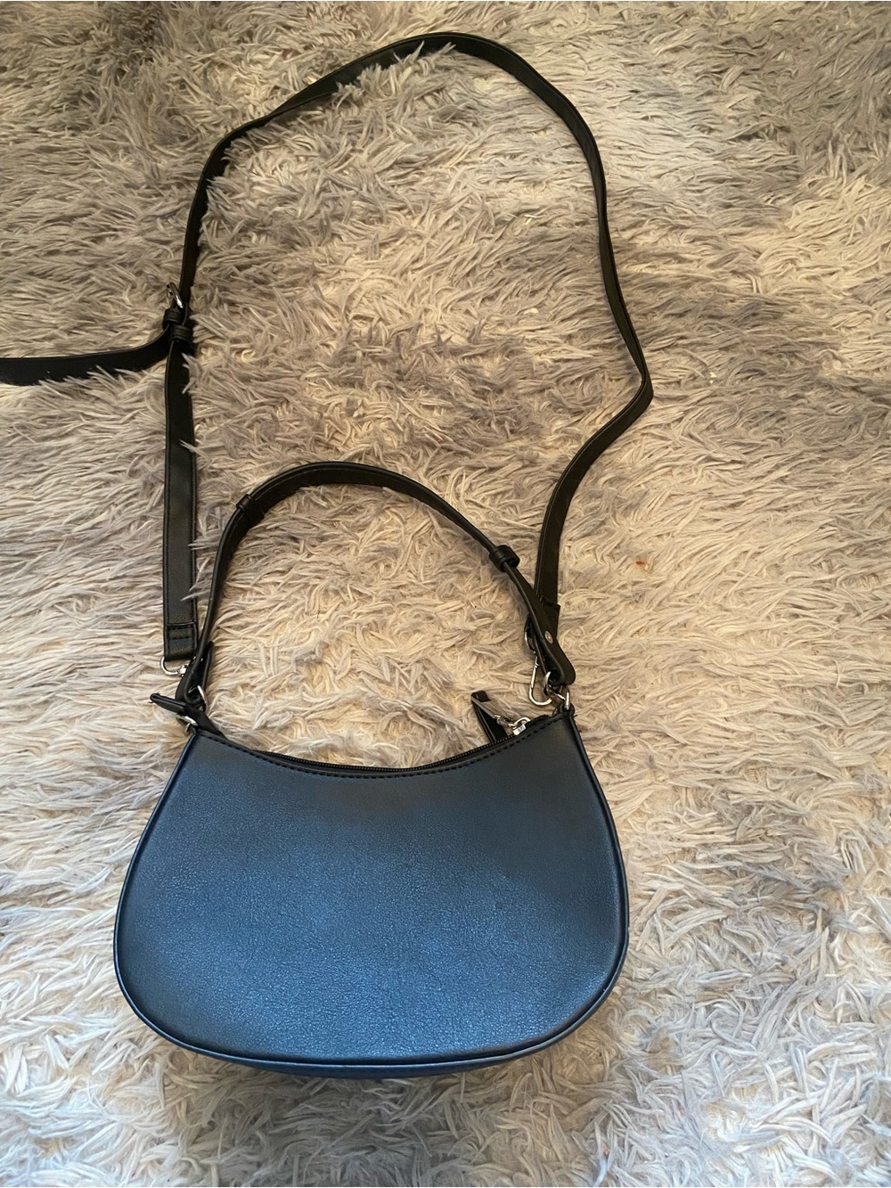 Minimalist Black Crescent Shoulder Bag for Women